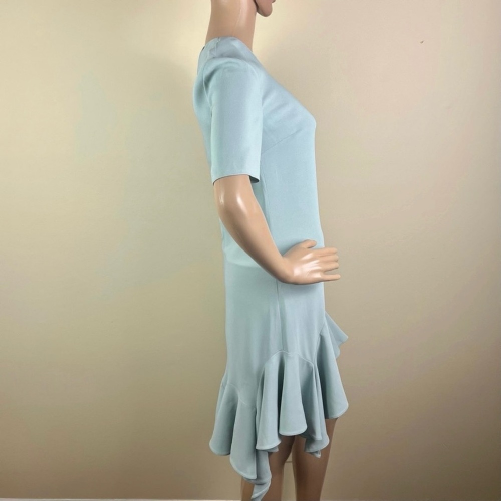 GIVENCHY BLUE ASYMMETRICAL RUFFLE MINI DRESS - Picture 6 of 11